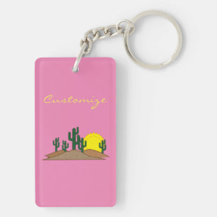 Grüner Saguaro-Kaktus-Wüsten-Sonnenuntergang Schlüsselanhänger