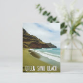 Grüner Sandstrand Hawaii Reise Postkarte (Stehend Vorderseite)
