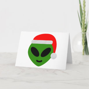 grüner Santa-Alien-Emoji Feiertagskarte