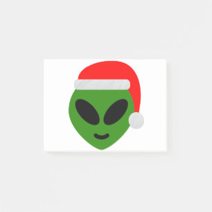 grüner Santa-Alien-Emoji Post-it Klebezettel