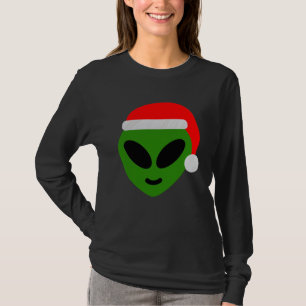 grüner Santa-Alien-Emoji T-Shirt