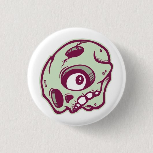 Grüner Schädel Button (Vorderseite)