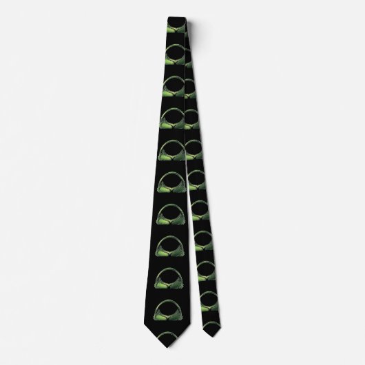 Grüner Schädel der Alien schwarz Krawatte (Vorderseite)