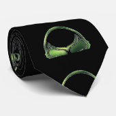 Grüner Schädel der Alien schwarz Krawatte (Gerollt)