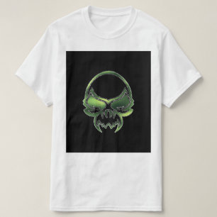 Grüner Schädel der Alien schwarz T-Shirt