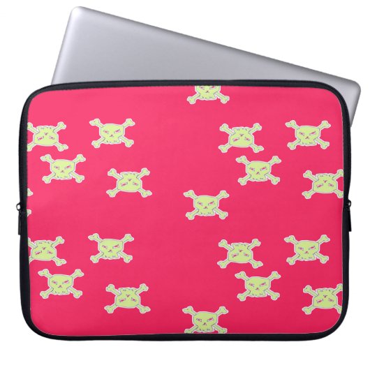 grüner Schädel Laptopschutzhülle (Vorderseite)