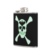 grüner Schädel und Kreuzbeinflasche Flachmann (Links)