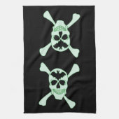 Grüner Schädel und Kreuzbeinküche Handtuch (Vertikal)