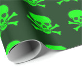 Grüner Schädel und Kreuzknochen Geschenkpapier (Rolleneckpunkt)