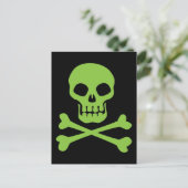 Grüner Schädel und Kreuzknochen Postkarte (Stehend Vorderseite)