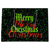 Grüner Schein frohe Weihnachten Große Geschenktüte (Vorderseite)