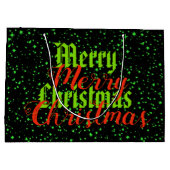 Grüner Schein frohe Weihnachten Große Geschenktüte (Rückseite)