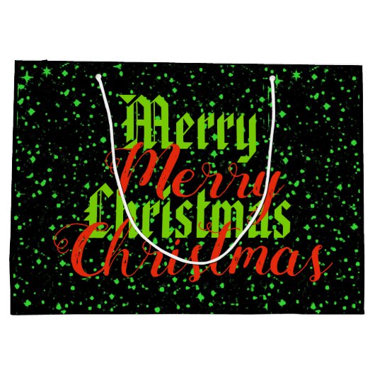 Grüner Schein frohe Weihnachten Große Geschenktüte (Rückseite)