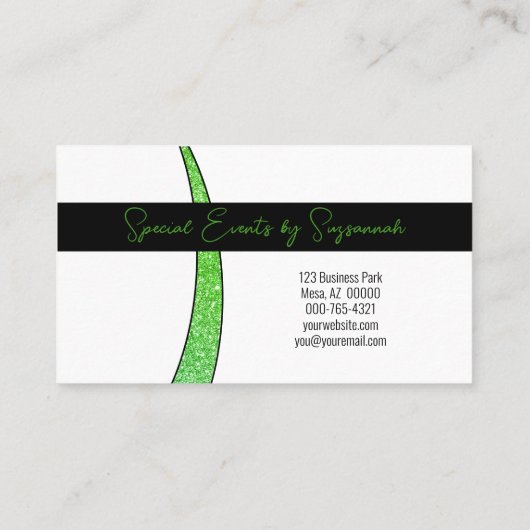 Grüner Schieber von Imitaten Glitzer Berufliches F Visitenkarte (Rückseite)