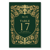 Grüner Schild Mittelalterliche Fantasy-Monogramm-H Tischnummer (Rückseite)