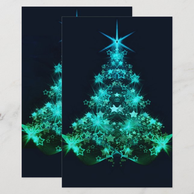 Grüner Schimmer der Sterne auf dunklem Weihnachtsb (Vorne/Hinten)