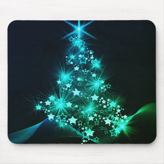 Grüner Schimmer der Sterne auf dunklem Weihnachtsb Mousepad (Vorne)
