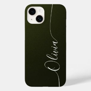 Grüner Schimmer Elegante Kalligrafie-Schrift Name Case-Mate iPhone 14 Hülle