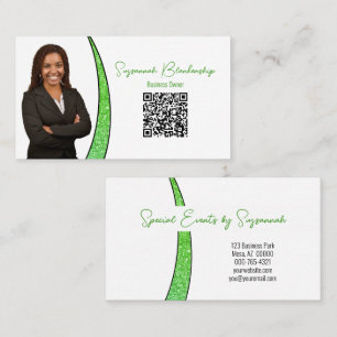 Grüner Schimmer Faux Glitter Foto QR Professional Visitenkarte