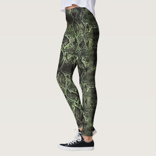 Grüner Schlangendruck Leggings (Links)