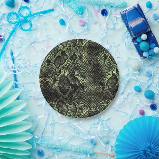 Grüner Schlangendruck Pappteller (Party)