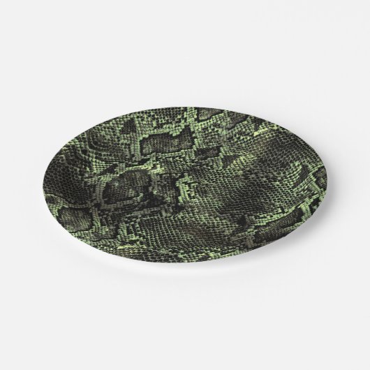 Grüner Schlangendruck Pappteller (Schrägansicht)