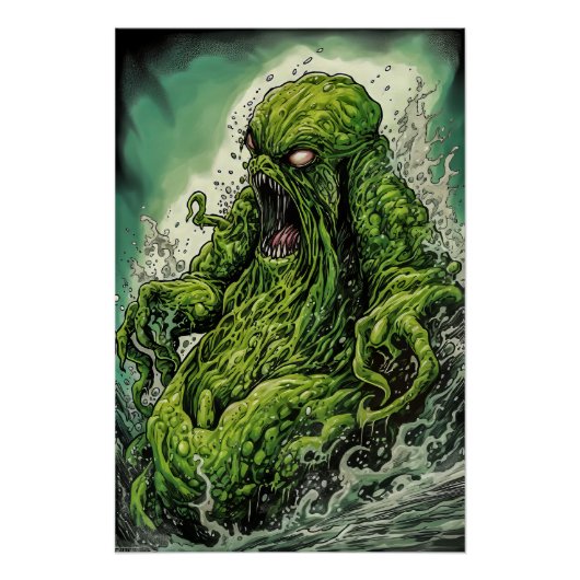 Grüner Schleim-Monster Poster (Vorderseite)