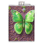 Grüner Schmetterling 3D Optik Flachmann (Rückseite)