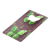 Grüner Schmetterling 3D Optik Geldbeutel Flaschenöffner (Vorderseite Schrägansicht)