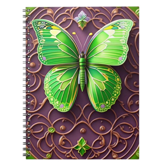 Grüner Schmetterling 3D Optik Notizblock (Vorderseite)