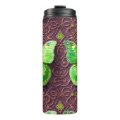 Grüner Schmetterling 3D Optik Thermosbecher (Vorderseite)