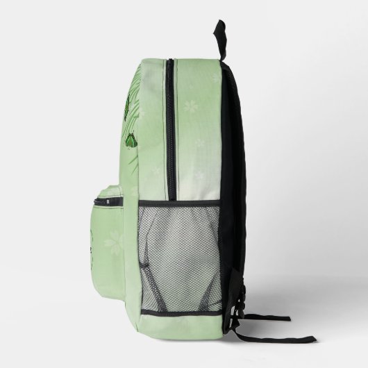 Grüner Schmetterling auf hellgrün - anpassbar Bedruckter Rucksack (Rechts)