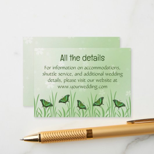 Grüner Schmetterling auf hellgrün - Begleitkarte (Vorderseite/Rückseite Beispiel)