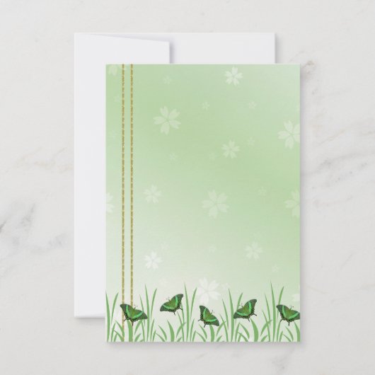 Grüner Schmetterling auf hellgrün - Dankeskarte (Rückseite)