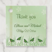 Grüner Schmetterling auf hellgrün - Hochzeit danke Geschenkanhänger (Vorderseite)