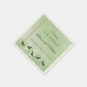 Grüner Schmetterling auf hellgrün - Hochzeit Serviette (Ecke)