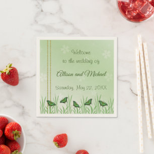 Grüner Schmetterling auf hellgrün - Hochzeit Serviette