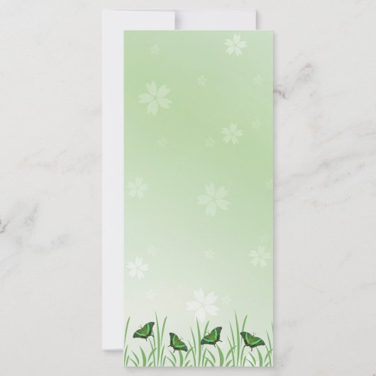 Grüner Schmetterling auf hellgrün - Menükarte (Rückseite)