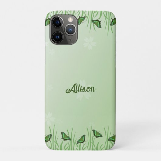 Grüner Schmetterling auf hellgrün - romantisch Case-Mate iPhone Hülle (Rückseite)