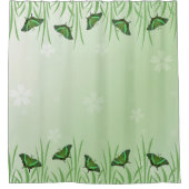 Grüner Schmetterling auf hellgrün - romantisch Duschvorhang (Vorderseite)
