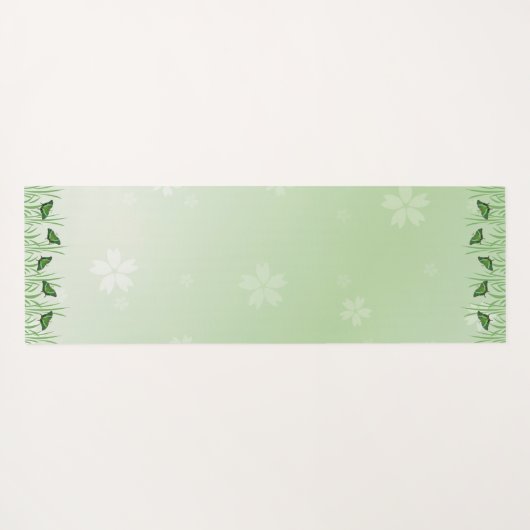 Grüner Schmetterling auf hellgrün - romantisch Yogamatte (Rückseite (Horizontal))