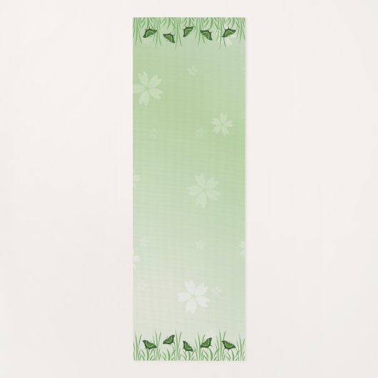 Grüner Schmetterling auf hellgrün - romantisch Yogamatte (Vorderseite)
