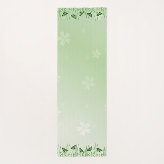 Grüner Schmetterling auf hellgrün - romantisch Yogamatte (Rückseite)