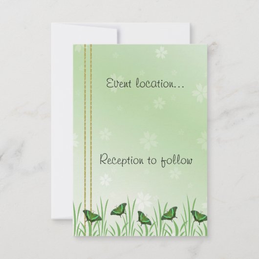 Grüner Schmetterling auf hellgrün - Save The Date (Rückseite)