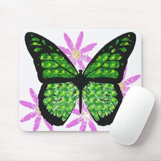 Grüner Schmetterling Mousepad (Mit Mouse)