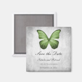 Grüner Schmetterling Save the Date Magnet (Vorderseite/Rückseite)