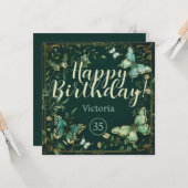 Grüner Schmetterling und Pflanze Gartengestaltung Karte (Vorderseite/Rückseite Beispiel)