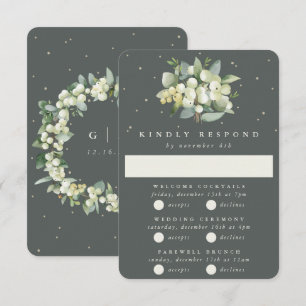 Grüner Schneeball + Eukalyptus Hochzeit Multi-Even RSVP Karte