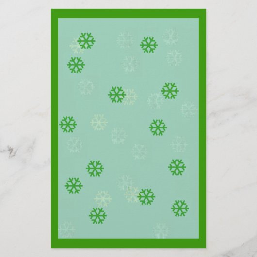 Grüner Schneeflocke-Winter stationär Briefpapier (Vorderseite)