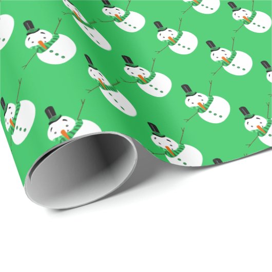 Grüner Schneemann, festlich Geschenkpapier (Rolleneckpunkt)